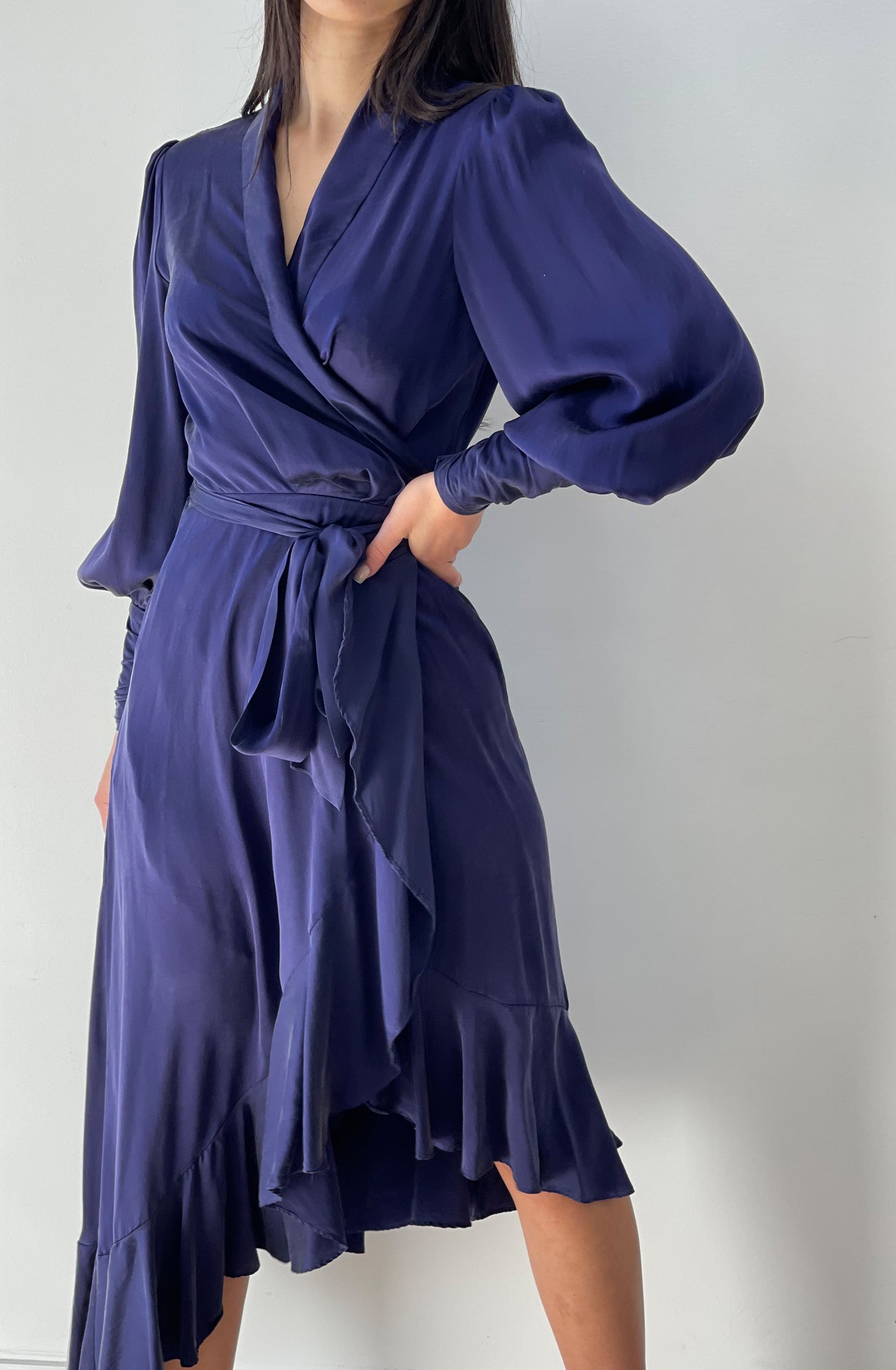 Silk Wrap Midi Dress Indigo by Zimmermann for Hire | High St. Hire
